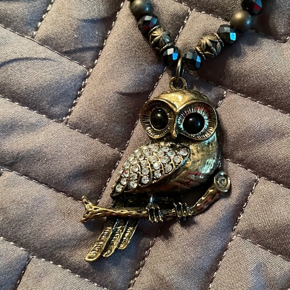 Handmade Beaded Owl Necklace - Picture 1 of 4